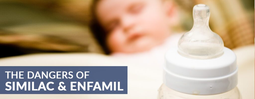 a baby bottle and a child in the background